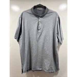 Peter Millar Polo Shirt Men's Size‎ XL Light Blue Black  Striped Cotton